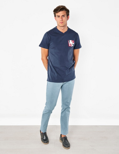 Camiseta Spagnolo Hombre Azul Marino Cuadros | Manzanos Moda