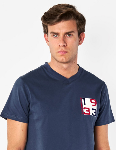 Camiseta Spagnolo Hombre Azul Marino Cuadros | Manzanos Moda