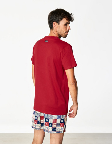 Camiseta Hombre Spagnolo Cuello Pico Cuadros | Manzanos Moda