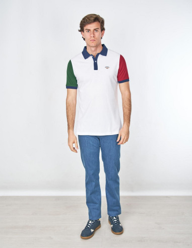 Polo Spagnolo Hombre Manga Corta Blanco | Manzanos Moda