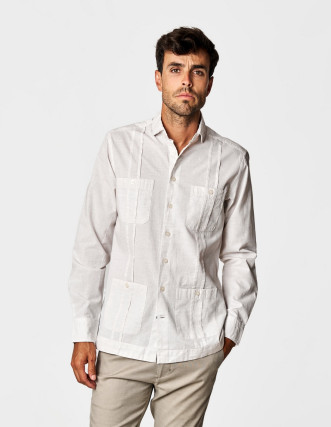 Camisa Cubana Spagnolo Beige para Hombre - Estilo y Comodidad