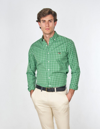 Camisa Spagnolo Verde Popelin a Cuadros - Estilo y Comodidad