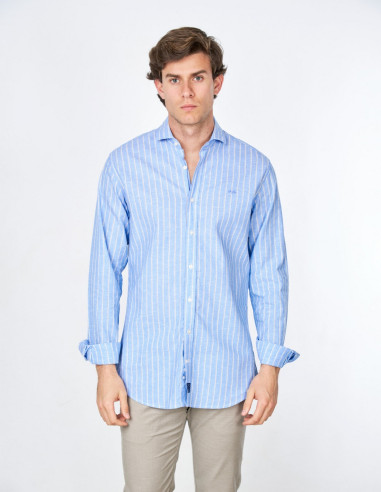 Camisa Hombre Spagnolo Cutaway Azul | Manzanos Moda