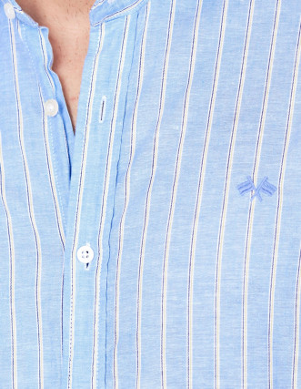 Camisa Spagnolo Cutaway Algodón-Lino Azul - Estilo y Comodidad 2