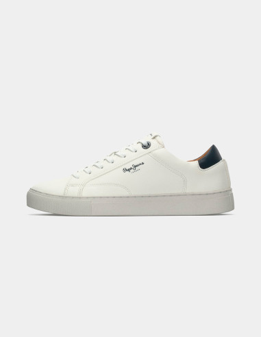 Perfil de zapatilla de corte bajo de piel blanca Perfil de zapatilla de corte bajo de piel blanca