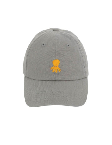 Gorra de béisbol gris bordada con pulpo
