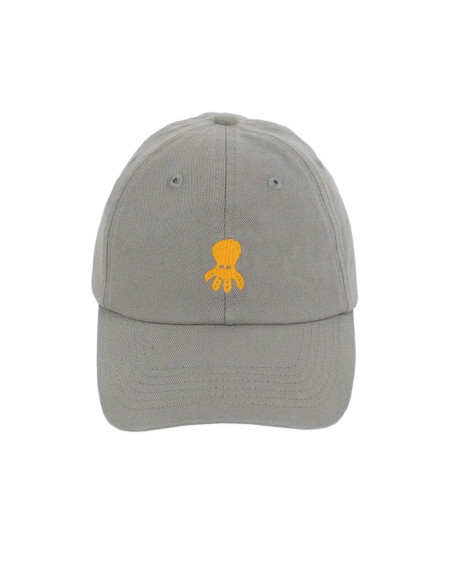 Gorra de béisbol gris bordada con pulpo