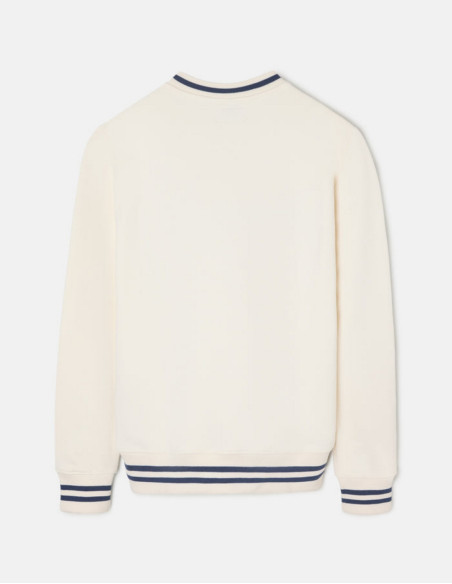 Sudadera Silbon Retro Lettering Crema - 100% Algodón con Detalles Azul Marino
