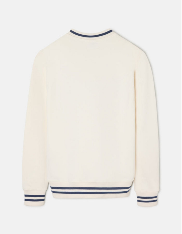 Sudadera Silbon Retro Lettering Crema - 100% Algodón con Detalles Azul Marino