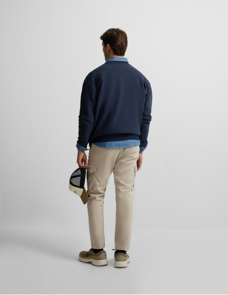 Sudadera Silbon Relaxed Fit Azul Marino - Algodón 100% Bordado Blanco Hombre