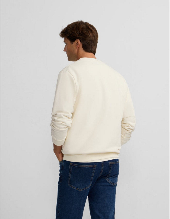 Sudadera Silbon Flock Crema 100% Algodón - Cuello Redondo Manga Larga Mujer
