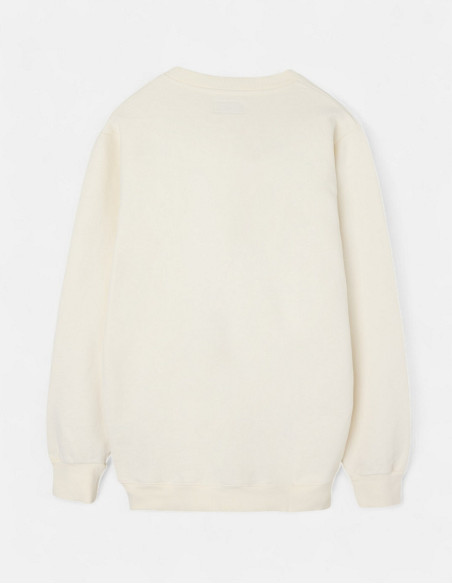 Sudadera Silbon Flock Crema 100% Algodón - Cuello Redondo Manga Larga Mujer