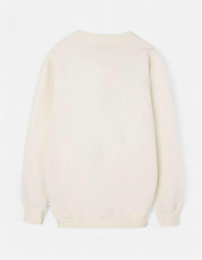 Sudadera Silbon Flock Crema 100% Algodón - Cuello Redondo Manga Larga Mujer