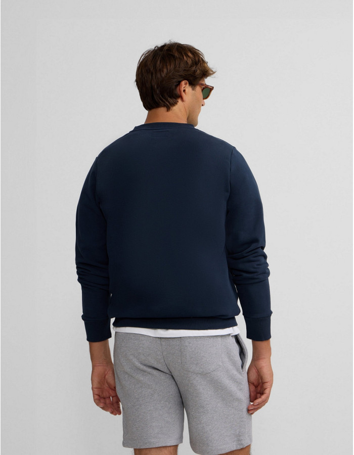 Sudadera Silbon Hombre Azul Marino Algodón 100% Cuello Redondo Manga Larga