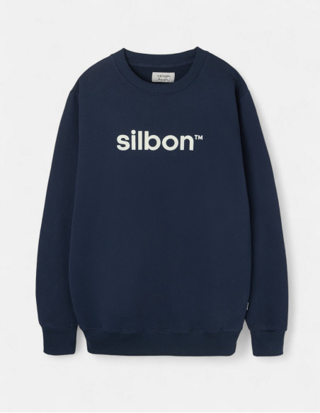 Sudadera Silbon Hombre Azul Marino Algodón 100% Cuello Redondo Manga Larga
