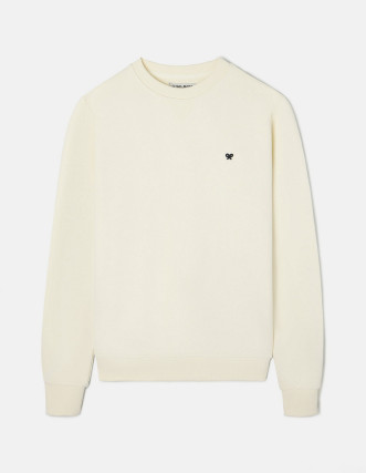 Sudadera Silbon Minilogo Crema Mujer - Algodón Regular Fit Cuello Redondo