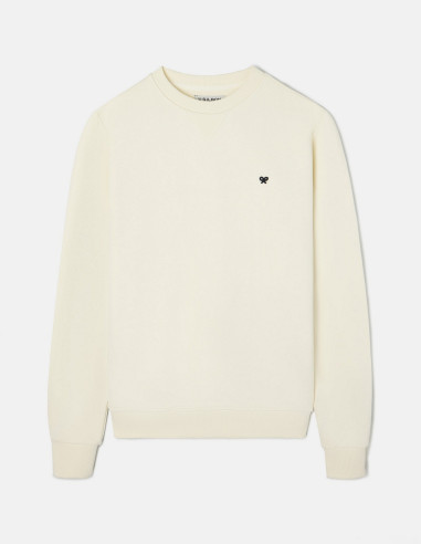 Sudadera Silbon Minilogo Crema Mujer - Algodón Regular Fit Cuello Redondo