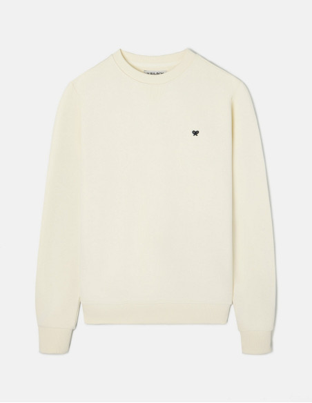 Sudadera Silbon Minilogo Crema Mujer - Algodón Regular Fit Cuello Redondo