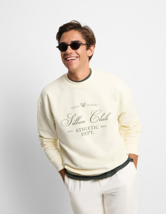 Sudadera Oversize Silbon Special Fit Club Crema - 100% Algodón Mujer