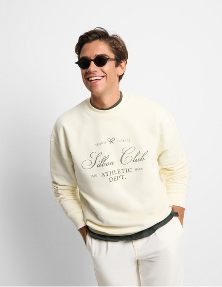 Sudadera Oversize Silbon Special Fit Club Crema - 100% Algodón Mujer