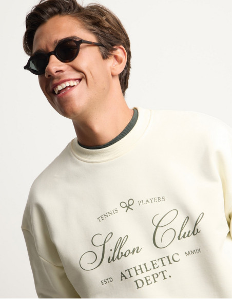 Sudadera Oversize Silbon Special Fit Club Crema - 100% Algodón Mujer