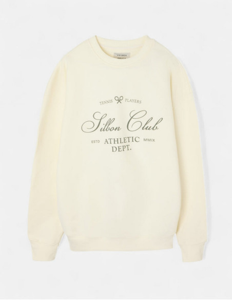 Sudadera Oversize Silbon Special Fit Club Crema - 100% Algodón Mujer