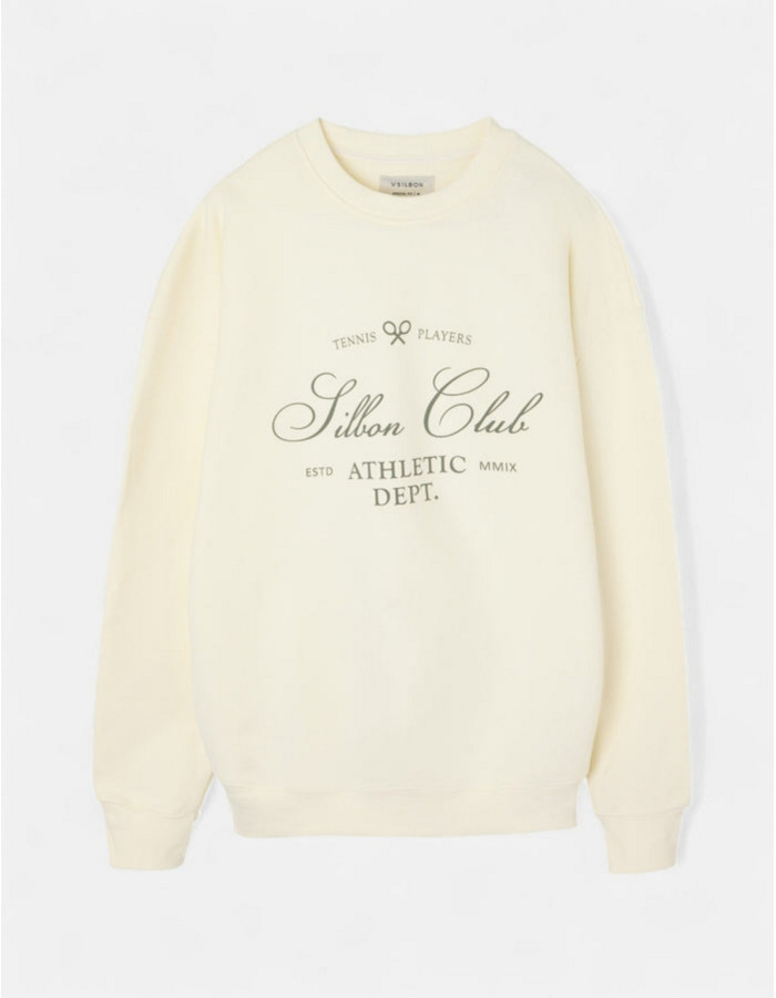Sudadera Oversize Silbon Special Fit Club Crema - 100% Algodón Mujer