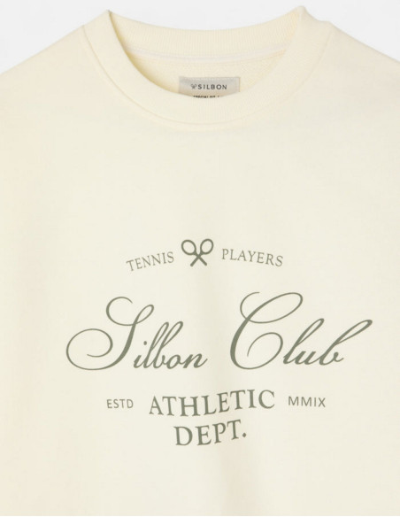 Sudadera Oversize Silbon Special Fit Club Crema - 100% Algodón Mujer