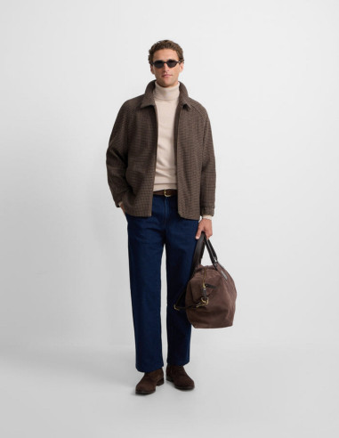 Cazadora Hombre Pata de Gallo Marrón Verde | Manzanos Moda