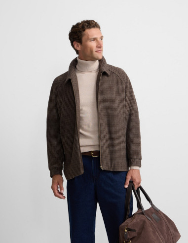 Cazadora Hombre Pata de Gallo Marrón Verde | Manzanos Moda
