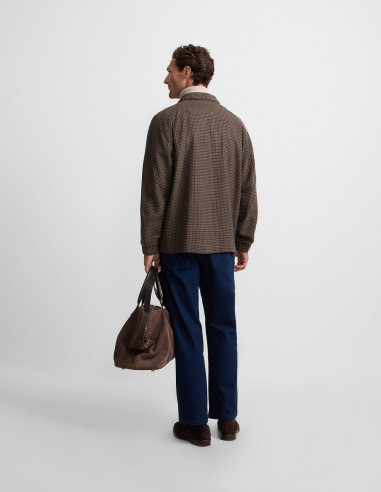 Cazadora Hombre Pata de Gallo Marrón Verde | Manzanos Moda