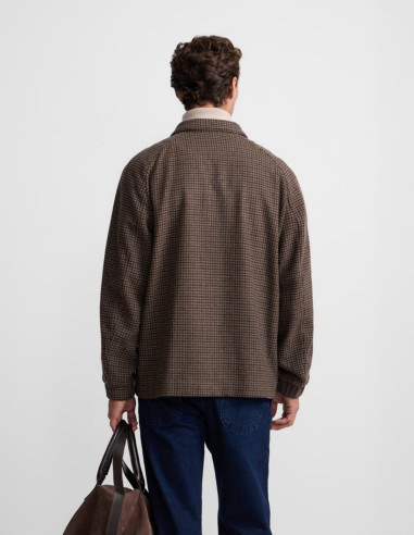 Cazadora Hombre Pata de Gallo Marrón Verde | Manzanos Moda
