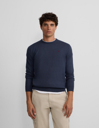 Jersey Hombre Cuello Redondo Azul Gris | Manzanos Moda