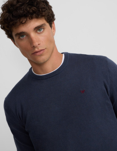 Jersey Hombre Cuello Redondo Azul Gris | Manzanos Moda