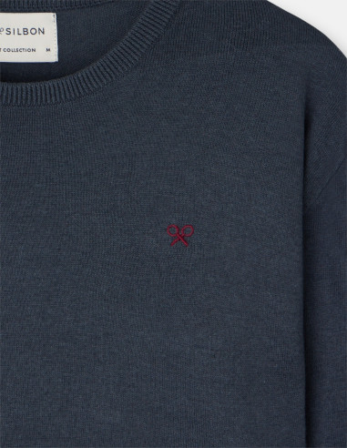 Jersey Hombre Cuello Redondo Azul Gris | Manzanos Moda