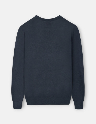 Jersey Hombre Cuello Redondo Azul Gris | Manzanos Moda