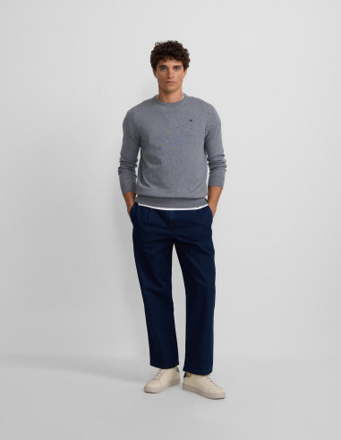 Jersey Hombre Silbon Gris Cuello Redondo | Manzanos Moda