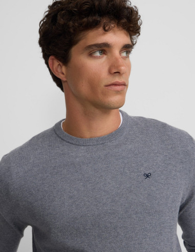 Jersey Hombre Silbon Gris Cuello Redondo | Manzanos Moda