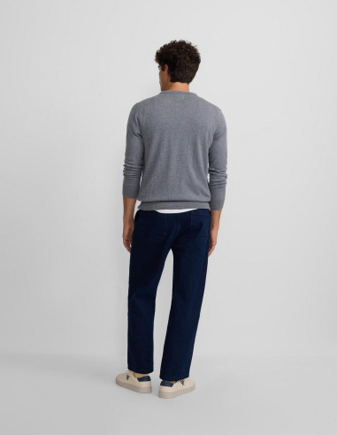 Jersey Hombre Silbon Gris Cuello Redondo | Manzanos Moda