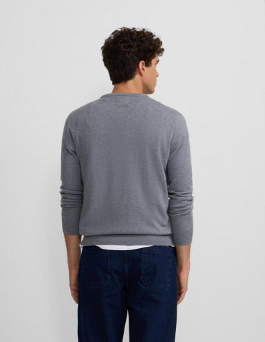 Jersey Hombre Silbon Gris Cuello Redondo | Manzanos Moda