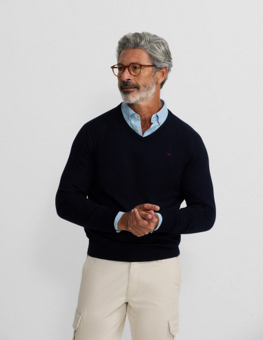 Jersey Silbon cuello pico Azul marino