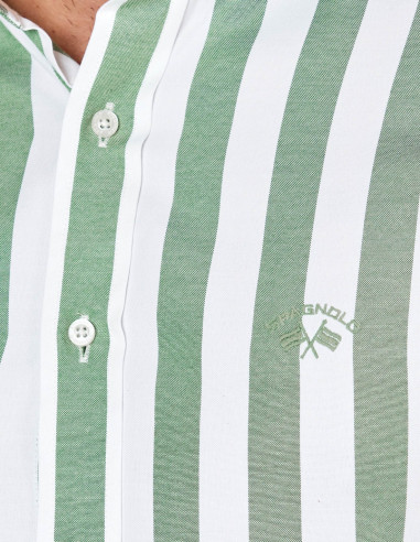 SPAGNOLO Camisa Oxford - Rayas verdes para una comodidad con estilo