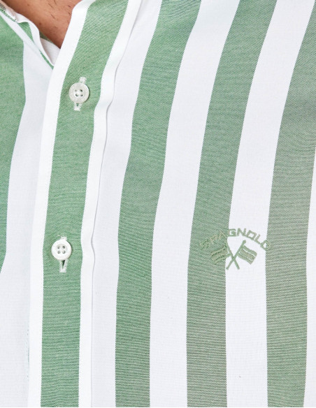 SPAGNOLO Camisa Oxford - Rayas verdes para una comodidad con estilo