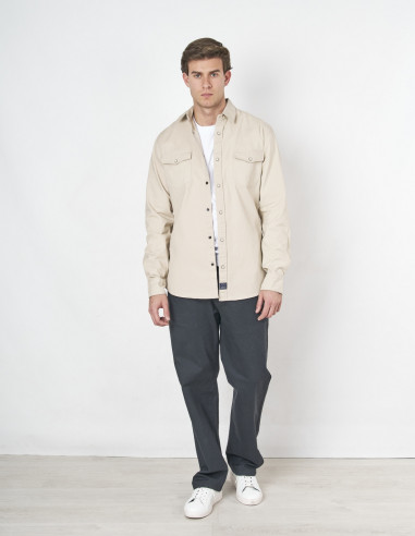 Sobrecamisa Spagnolo Oversize Beige con | Manzanos Moda