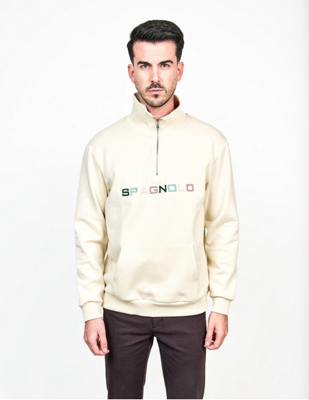 Spagnolo Beige Sudadera con media cremallera - Comodidad con estilo