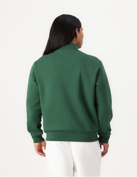 Sudadera Lacoste Hombre Cremallera Cuello Alto Verde Botella - Algodón Orgánico