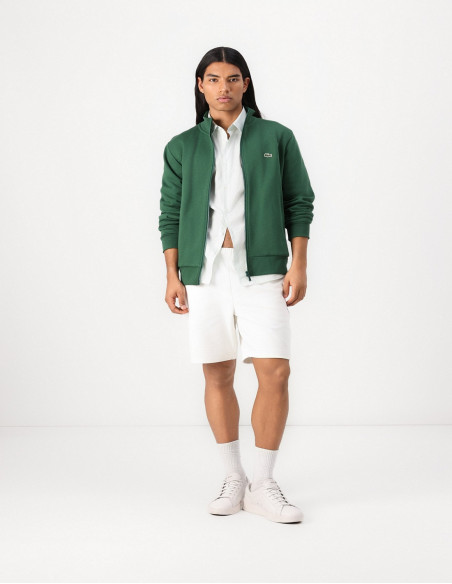 Sudadera Lacoste Hombre Cremallera Cuello Alto Verde Botella - Algodón Orgánico