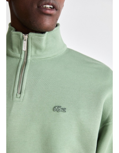 Sudadera Lacoste Verde Cremallera Cuello | Manzanos Moda