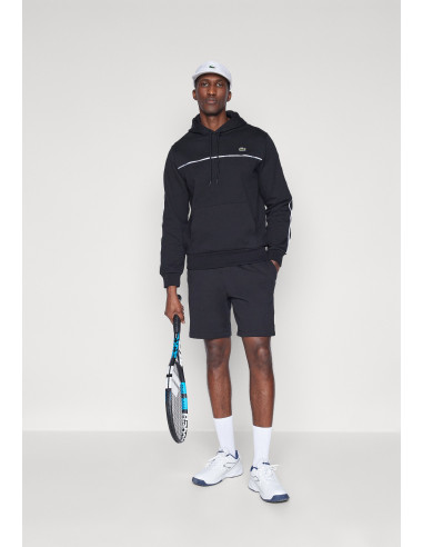 Sudadera Lacoste Hombre con Capucha Negro - Felpa Algodón 100% Original
