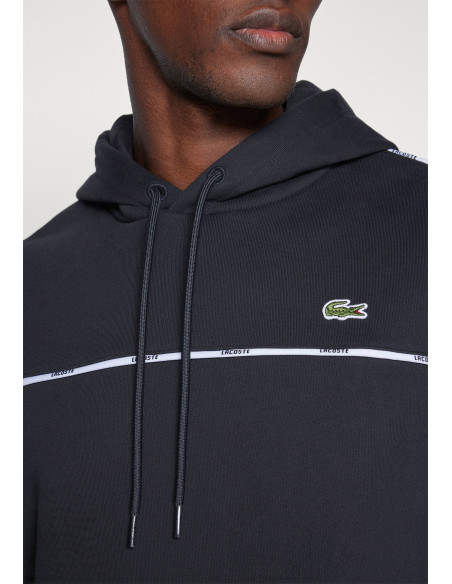 Sudadera Lacoste Hombre con Capucha Negro - Felpa Algodón 100% Original